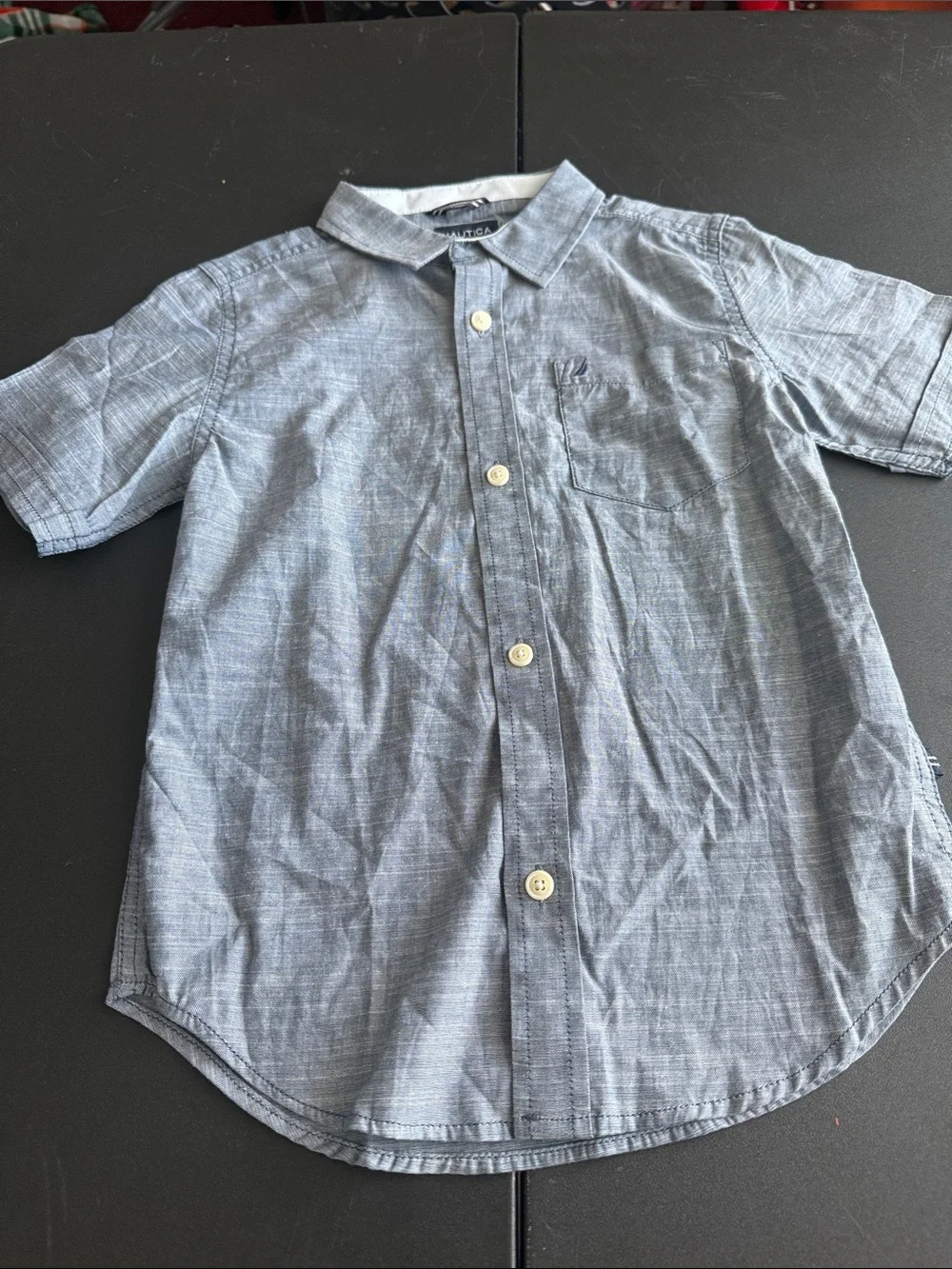 Nautica Short-Sleeve Button-Down Shirt - Light Blue Chambray
